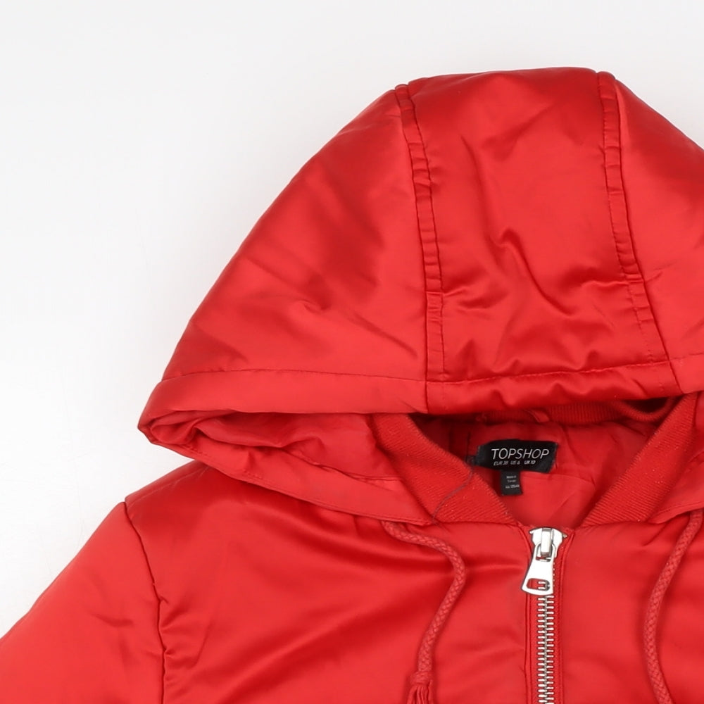Womens UK Size 10 Topshop Red Puffer Jacket