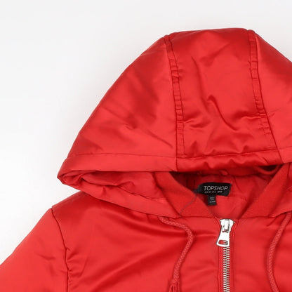 Womens UK Size 10 Topshop Red Puffer Jacket