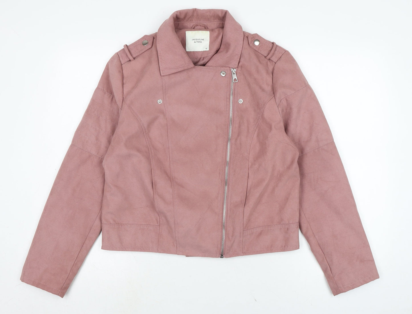 jaquline de yong Womens Purple Biker Jacket Size 10 Zip