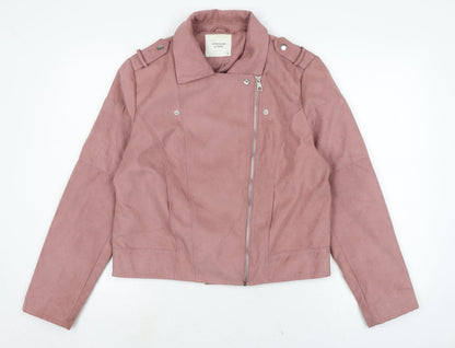 jaquline de yong Womens Purple Biker Jacket Size 10 Zip