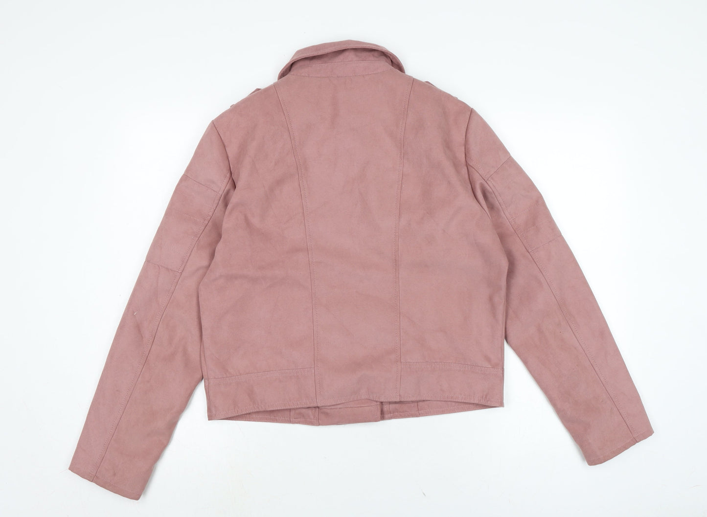 jaquline de yong Womens Purple Biker Jacket Size 10 Zip