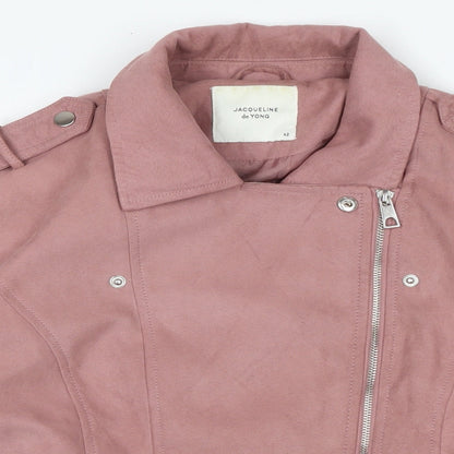 jaquline de yong Womens Purple Biker Jacket Size 10 Zip