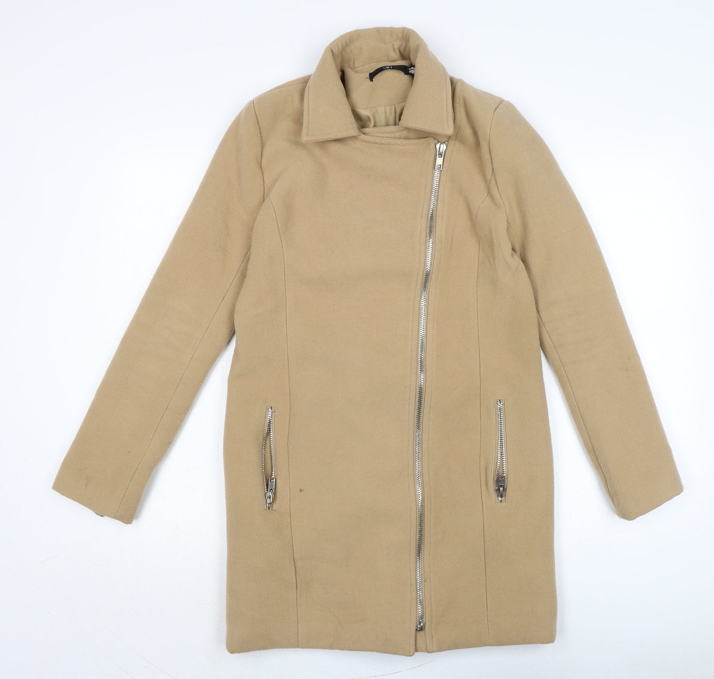 Missguided Womens Beige Overcoat Coat Size 8 Zip
