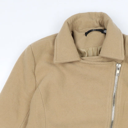 Missguided Womens Beige Overcoat Coat Size 8 Zip