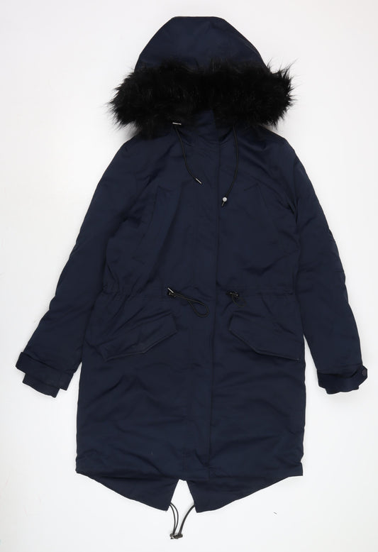 Womens UK Size 8 H&M Blue Rain Coat