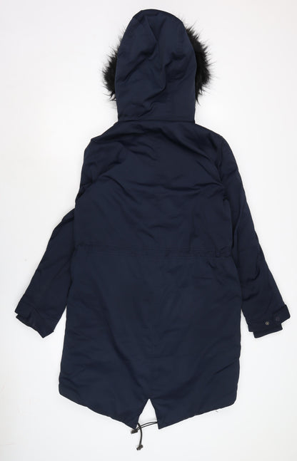 Womens UK Size 8 H&M Blue Rain Coat