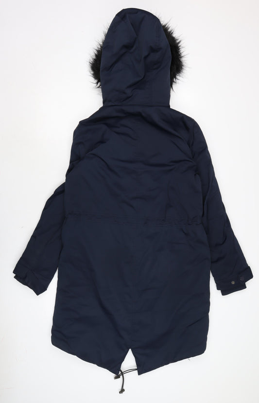 Womens UK Size 8 H&M Blue Rain Coat