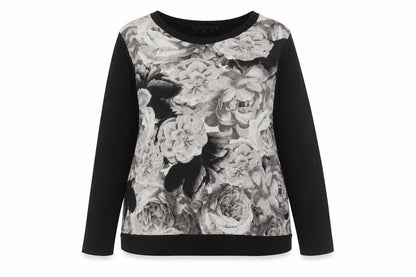 Next Womens Black Floral Cotton Pullover Sweatshirt Size 20