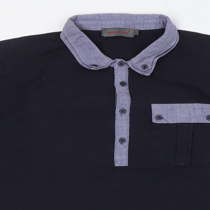 Rough Justice Mens Blue Cotton Button-Up Size M Collared