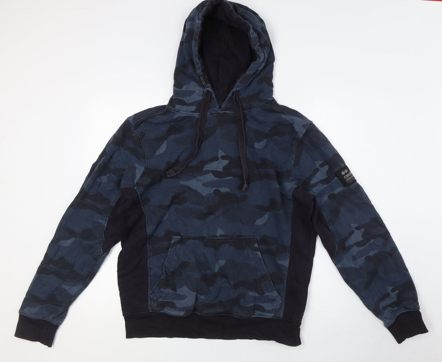 Mens UK Size M Crosshatch Blue Pullover Hoodie