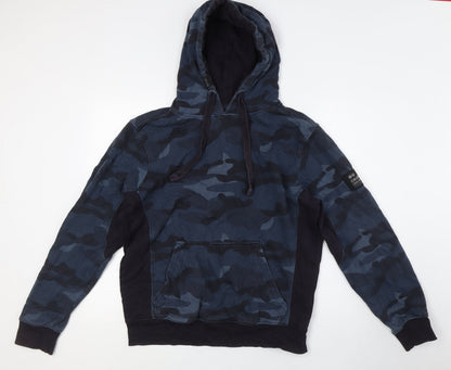 Mens UK Size M Crosshatch Blue Pullover Hoodie