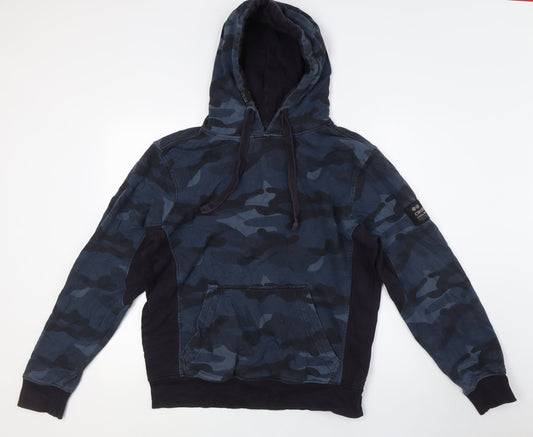 Mens UK Size M Crosshatch Blue Pullover Hoodie