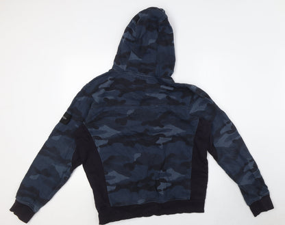 Mens UK Size M Crosshatch Blue Pullover Hoodie