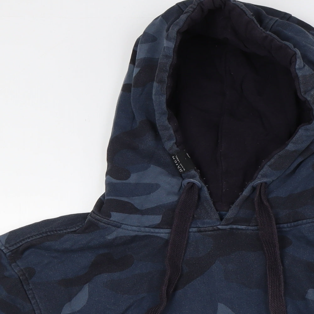 Mens UK Size M Crosshatch Blue Pullover Hoodie