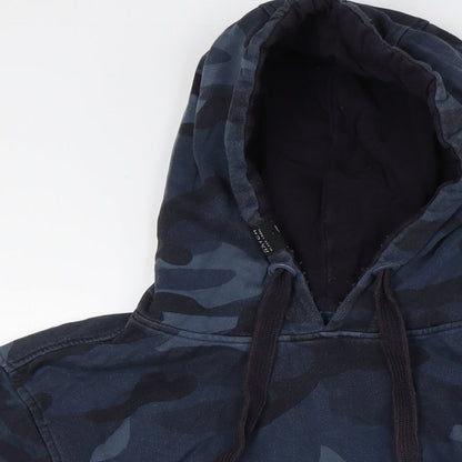 Mens UK Size M Crosshatch Blue Pullover Hoodie
