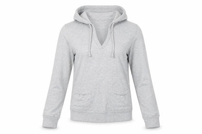 Topshop Womens Grey Cotton Pullover Hoodie Size 10 - V-Neck