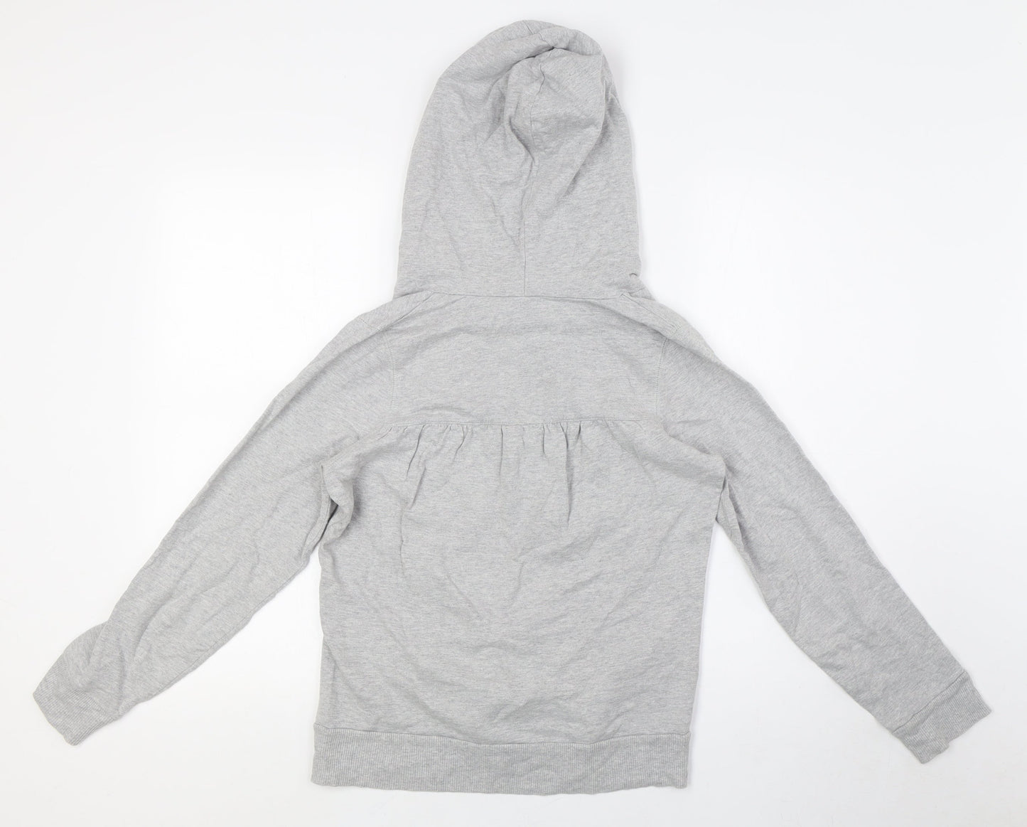 Topshop Womens Grey Cotton Pullover Hoodie Size 10 - V-Neck