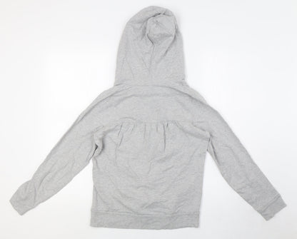 Topshop Womens Grey Cotton Pullover Hoodie Size 10 - V-Neck