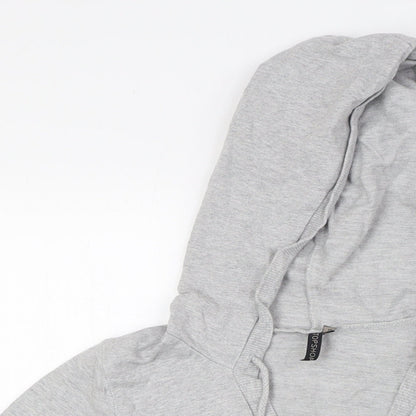 Topshop Womens Grey Cotton Pullover Hoodie Size 10 - V-Neck