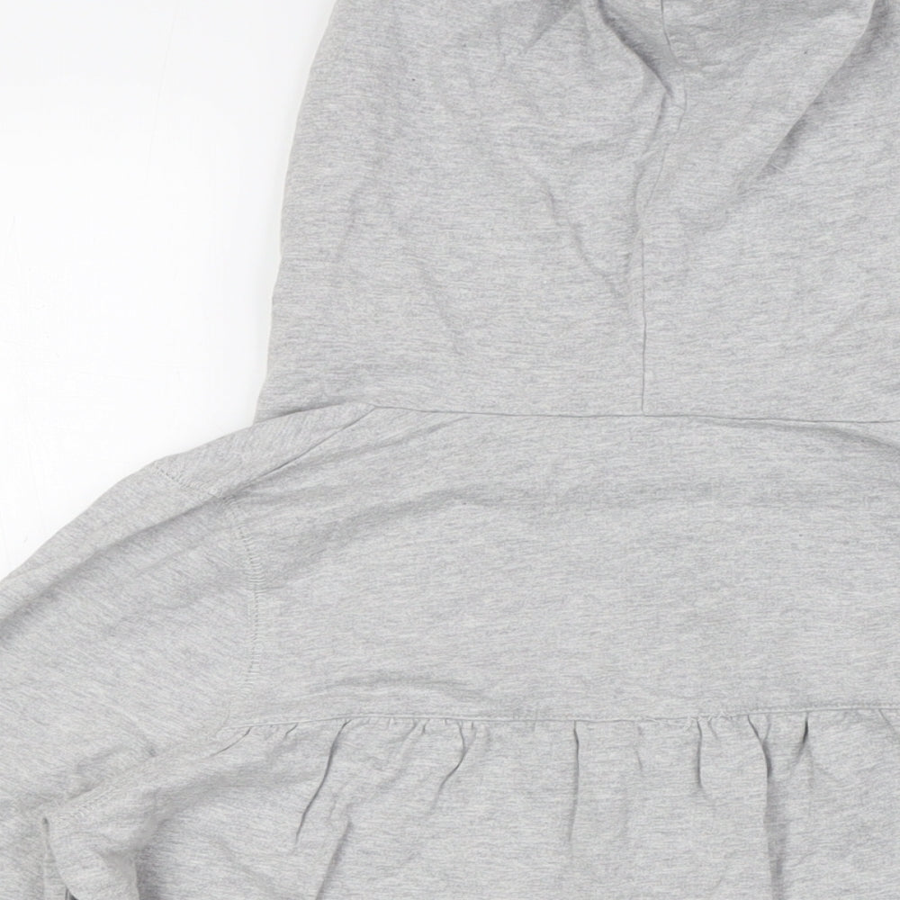 Topshop Womens Grey Cotton Pullover Hoodie Size 10 - V-Neck