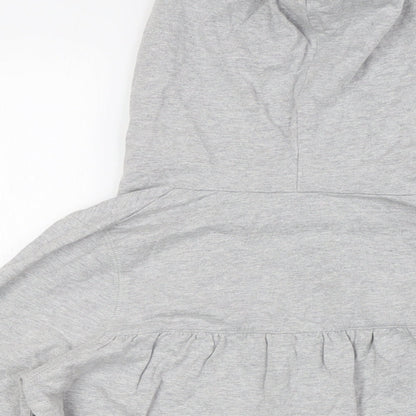 Topshop Womens Grey Cotton Pullover Hoodie Size 10 - V-Neck
