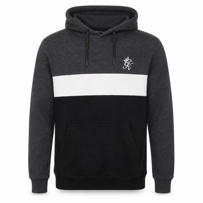 GK Mens Black Cotton Pullover Hoodie Size S - White Strip
