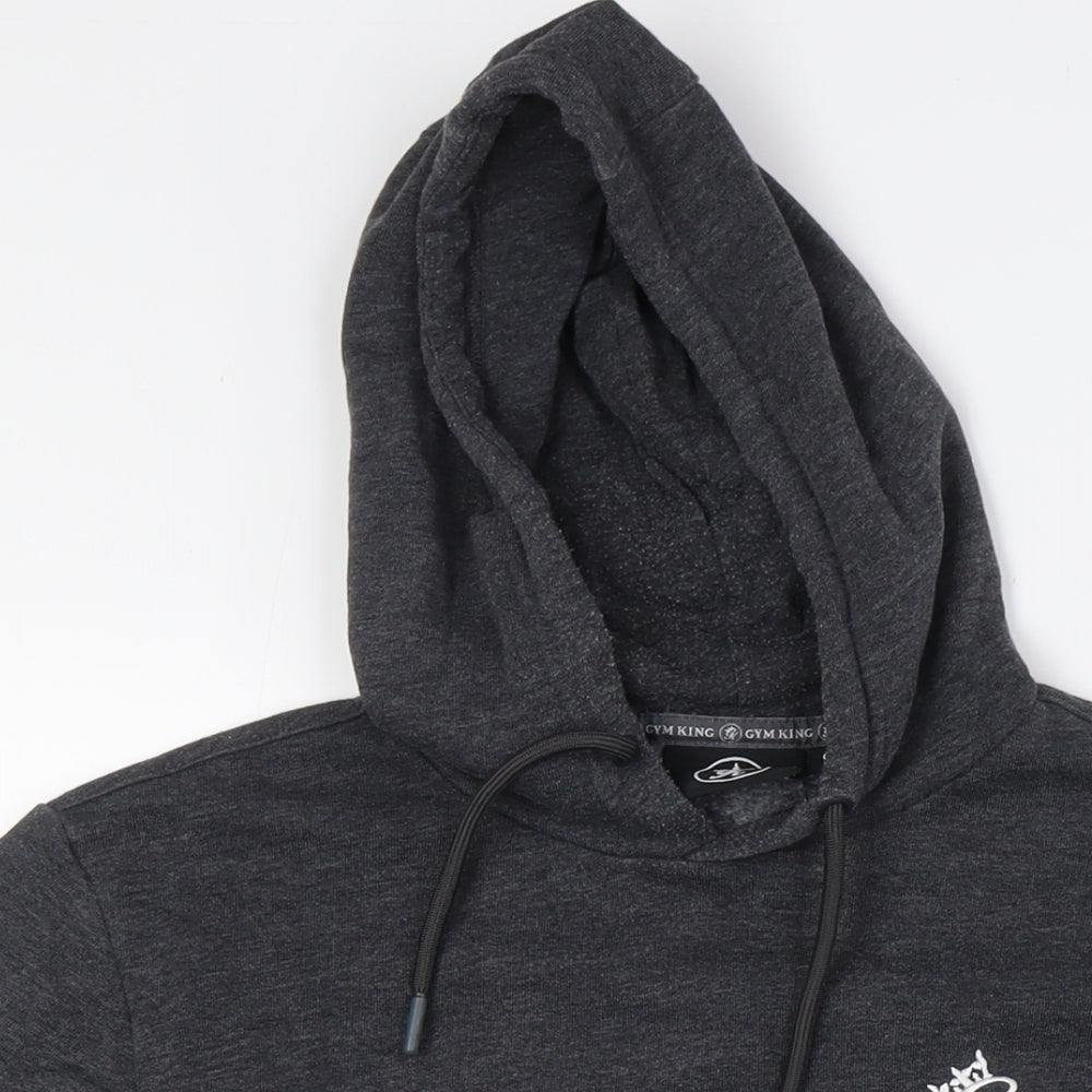 GK Mens Black Cotton Pullover Hoodie Size S - White Strip