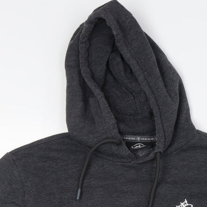 GK Mens Black Cotton Pullover Hoodie Size S - White Strip