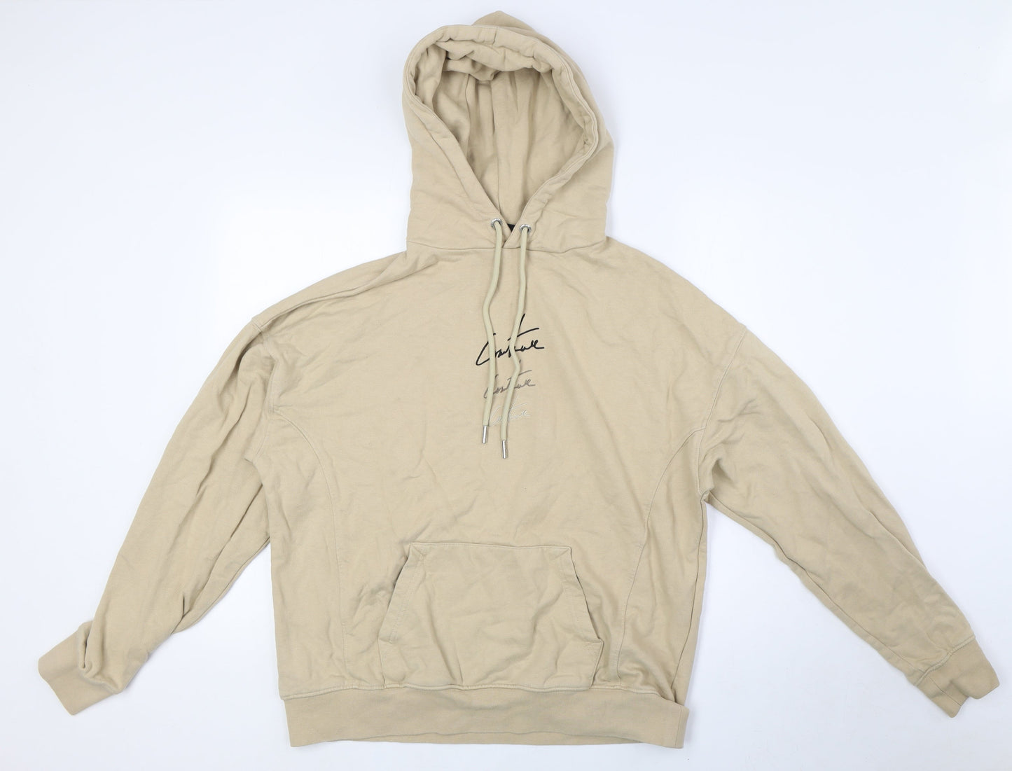 The Couture Club Mens Beige Cotton Pullover Hoodie Size S