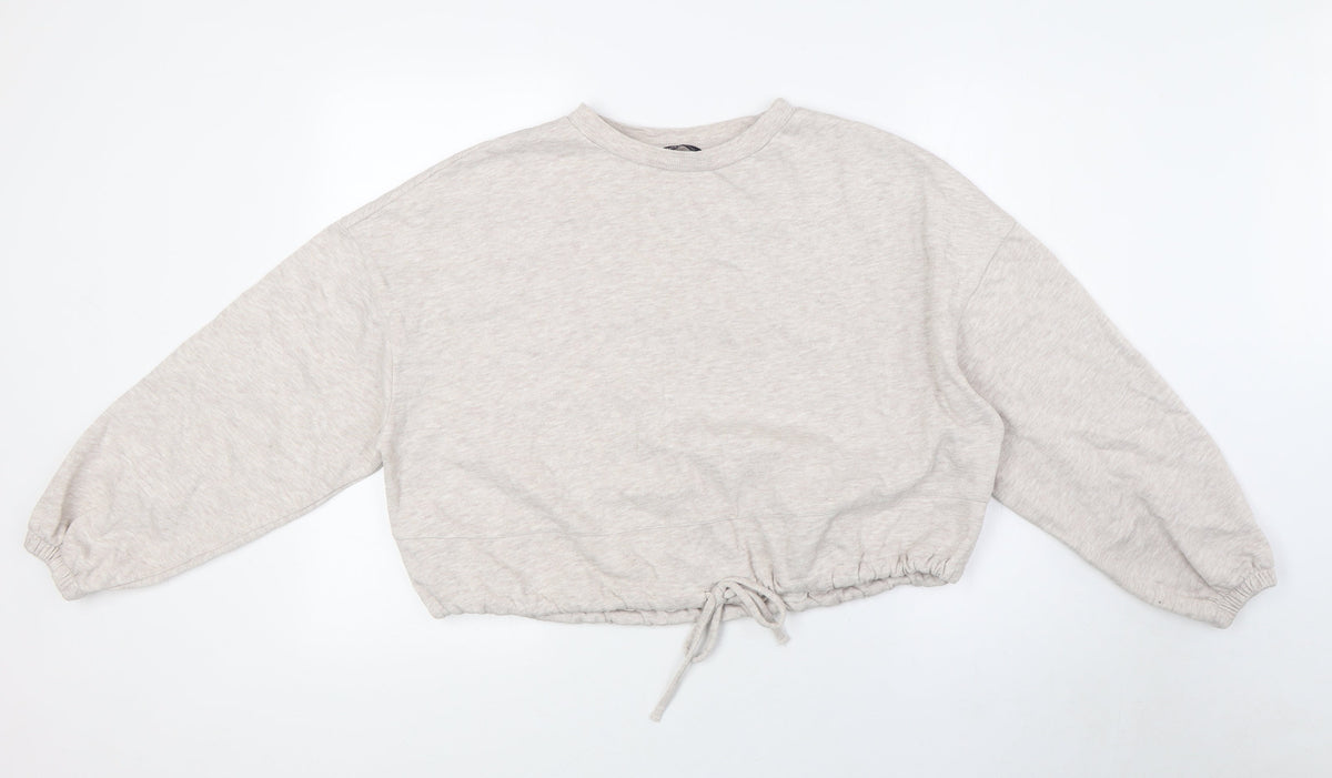 Marks & Spencer Womens Beige Cotton Pullover Sweatshirt Size 8 - Pull Waist