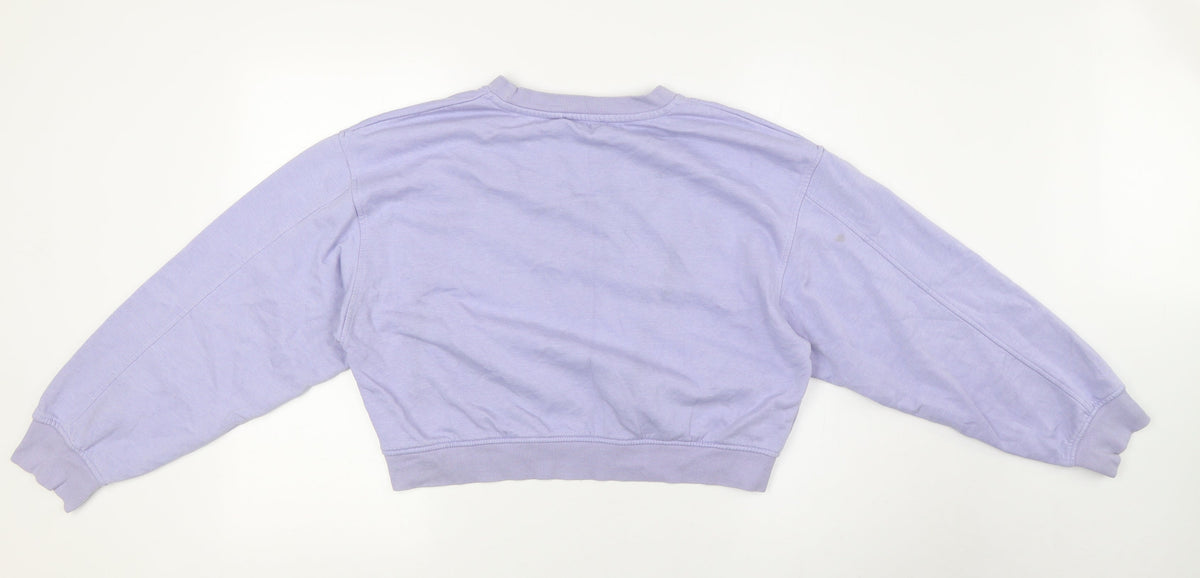 Zara Womens Purple Cotton Pullover Sweatshirt Size L