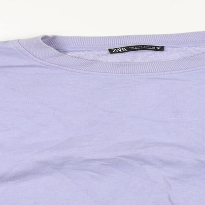 Zara Womens Purple Cotton Pullover Sweatshirt Size L