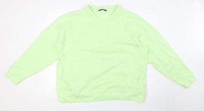 Marks and Spencer Womens Green Round Neck Cotton Pullover Jumper Size 16