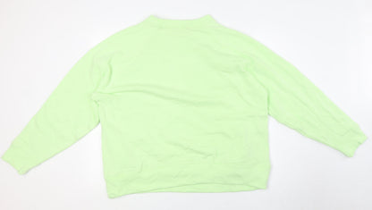 Marks and Spencer Womens Green Round Neck Cotton Pullover Jumper Size 16