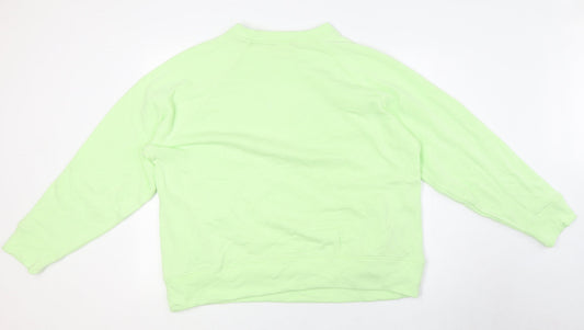 Marks and Spencer Womens Green Round Neck Cotton Pullover Jumper Size 16
