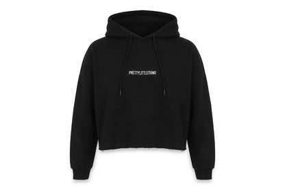PRETTYLITTLETHING Womens Black Cotton Pullover Hoodie Size S - Raw Hem