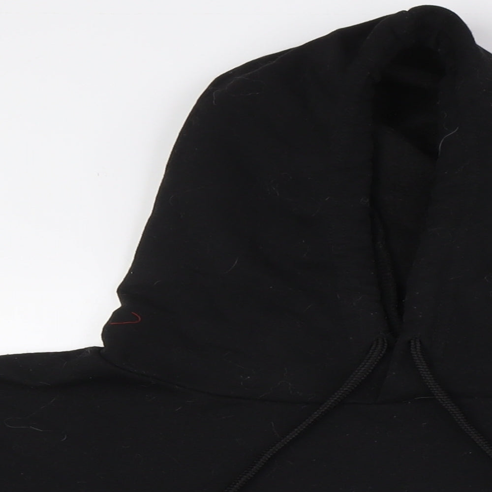 PRETTYLITTLETHING Womens Black Cotton Pullover Hoodie Size S - Raw Hem