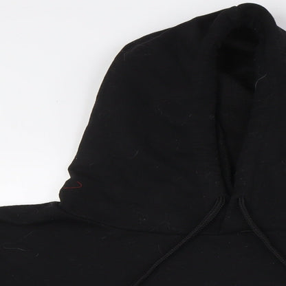 PRETTYLITTLETHING Womens Black Cotton Pullover Hoodie Size S - Raw Hem