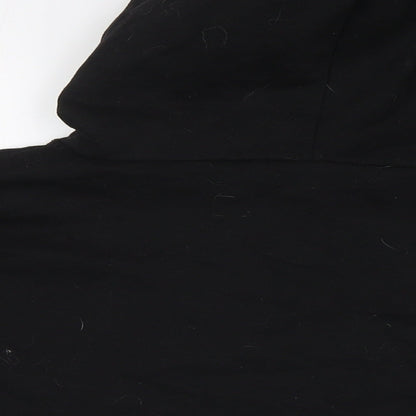 PRETTYLITTLETHING Womens Black Cotton Pullover Hoodie Size S - Raw Hem
