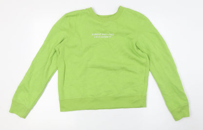 Zara Womens Green Polyester Pullover Sweatshirt Size S - If Fridays Had a Face I Would Kiss It