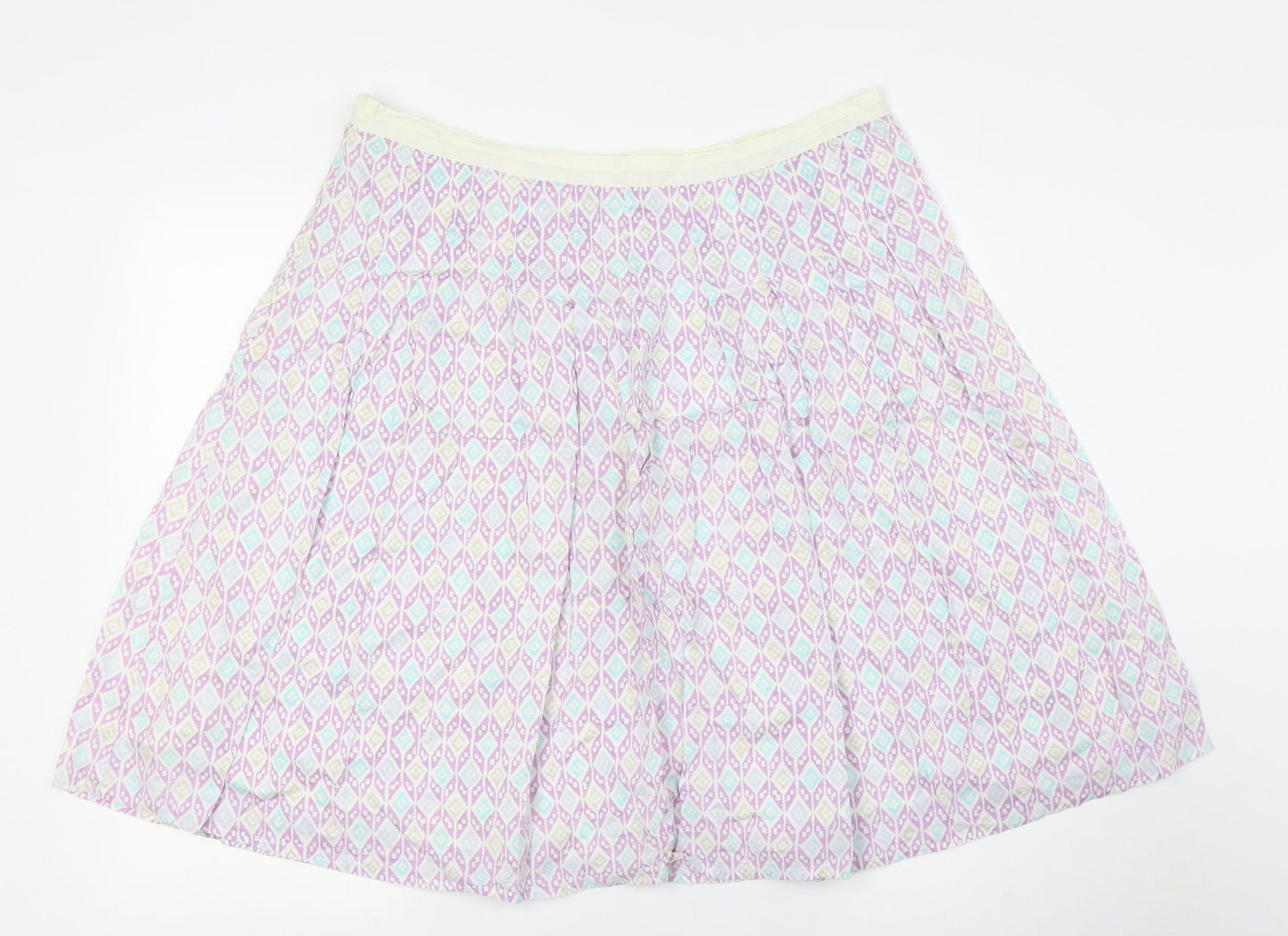 Marks and Spencer Womens Multicoloured Cotton A-Line Skirt Size 14 Zip