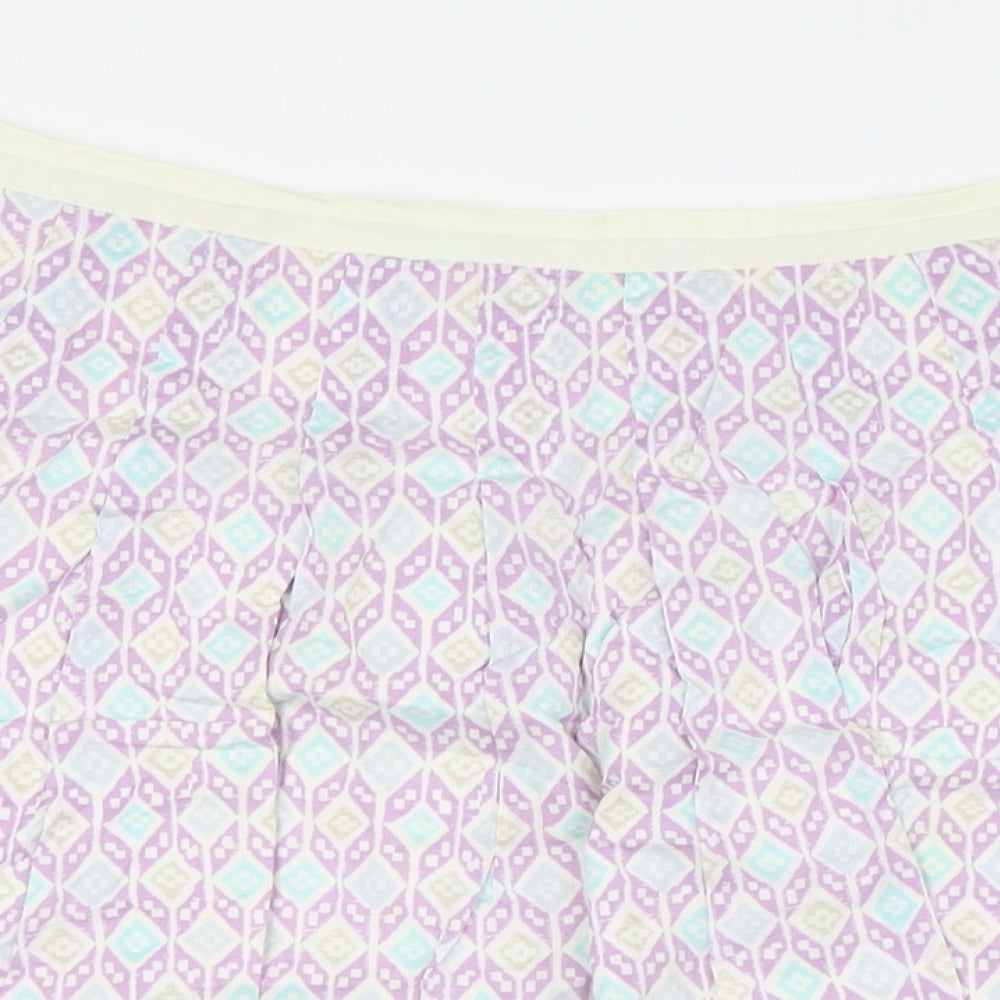 Marks and Spencer Womens Multicoloured Cotton A-Line Skirt Size 14 Zip