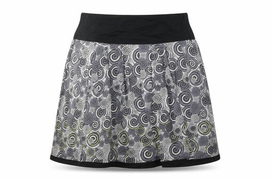 HIJKLMVWXYZ Womens Grey Cotton A-Line Skirt Size 14 Zip - Swirl Pattern