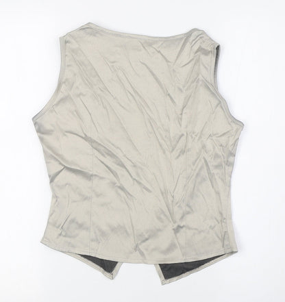 Fever Womens Grey Polyester Basic Button-Up Size 12 Boat Neck