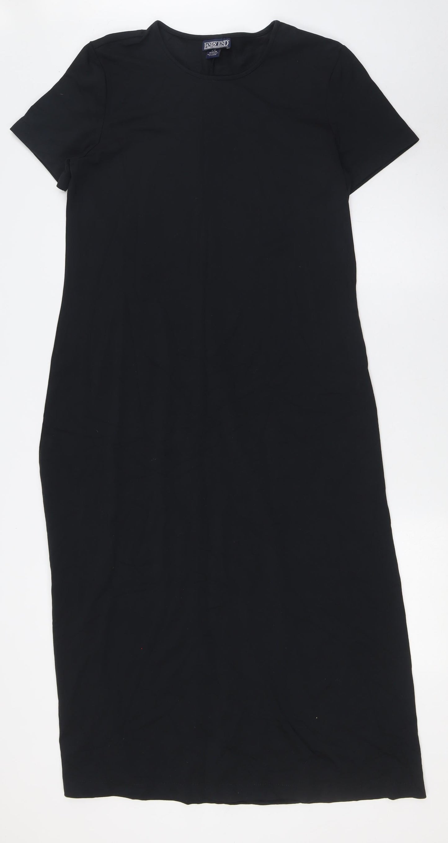 Lands' End Womens Black Nylon A-Line Size 6 Round Neck - Size 6-8