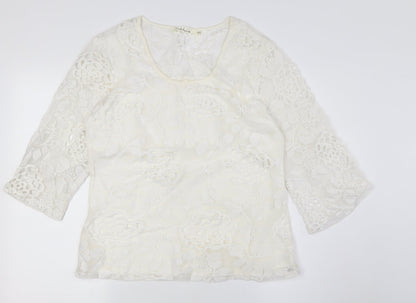 Womens UK Size S SOLITAIRE Ivory Basic Button-Up