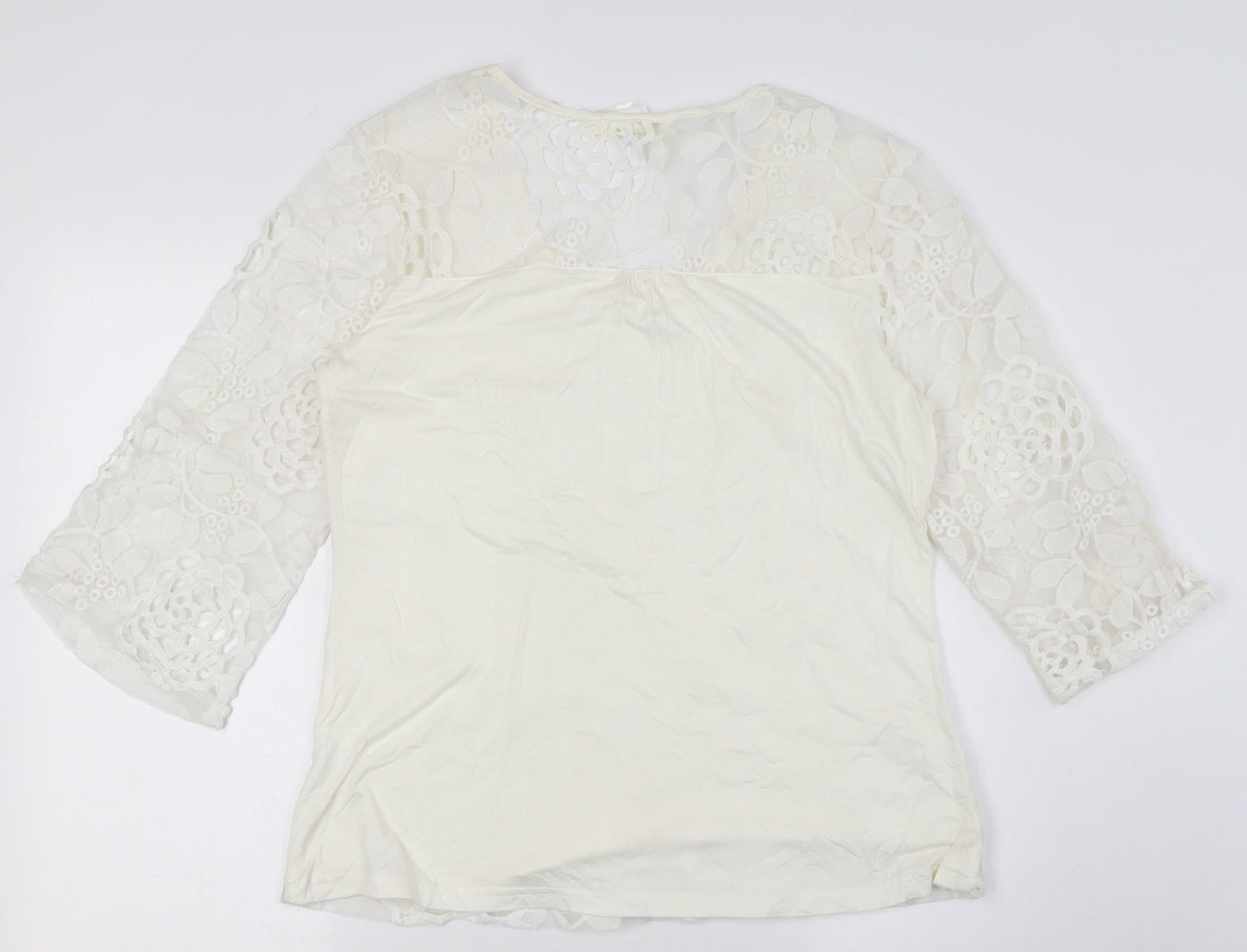 Womens UK Size S SOLITAIRE Ivory Basic Button-Up