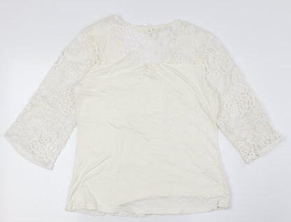 Womens UK Size S SOLITAIRE Ivory Basic Button-Up