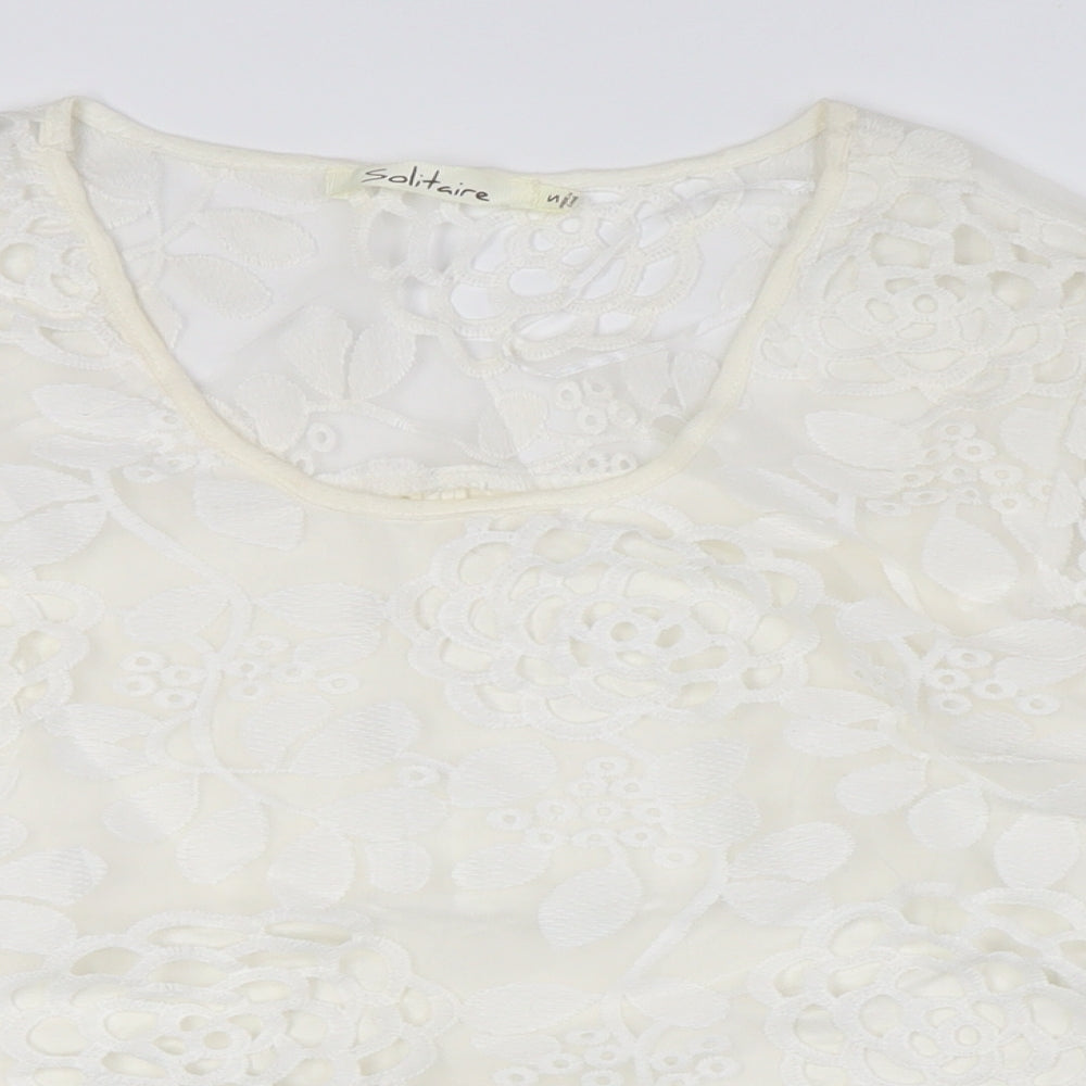 Womens UK Size S SOLITAIRE Ivory Basic Button-Up