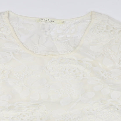 Womens UK Size S SOLITAIRE Ivory Basic Button-Up
